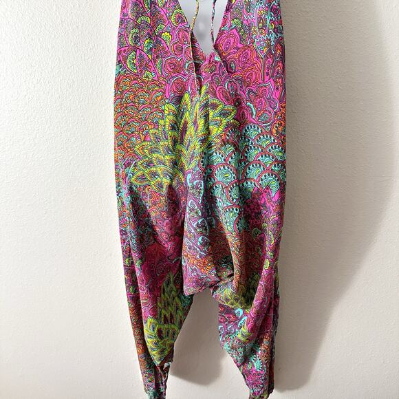 LikeMary Bohemian Print Multicolor Harem Jumpsuit women's size S/M - Picture 8 of 11
